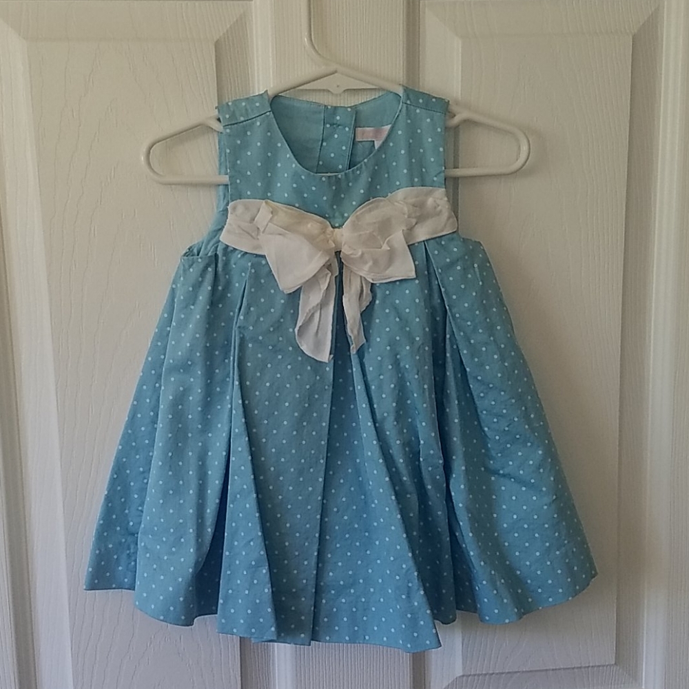 Janie and Jack blue and white polka dotted dress